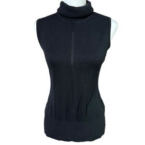 Calvin Klein Black Sleeveless Turtleneck Lightweight Sweater Sz Small